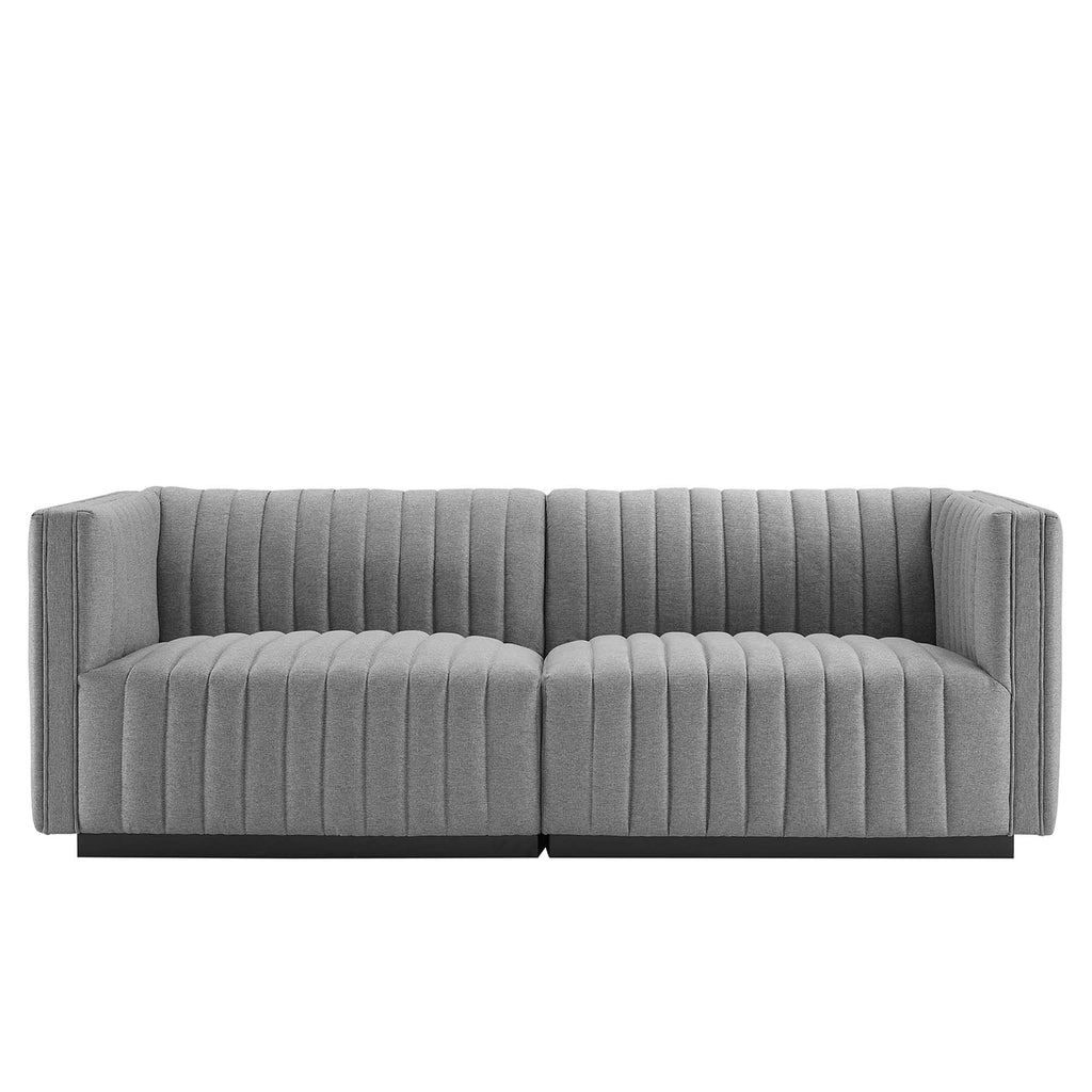 Black Light Gray Tufted Upholstered Loveseat J7420