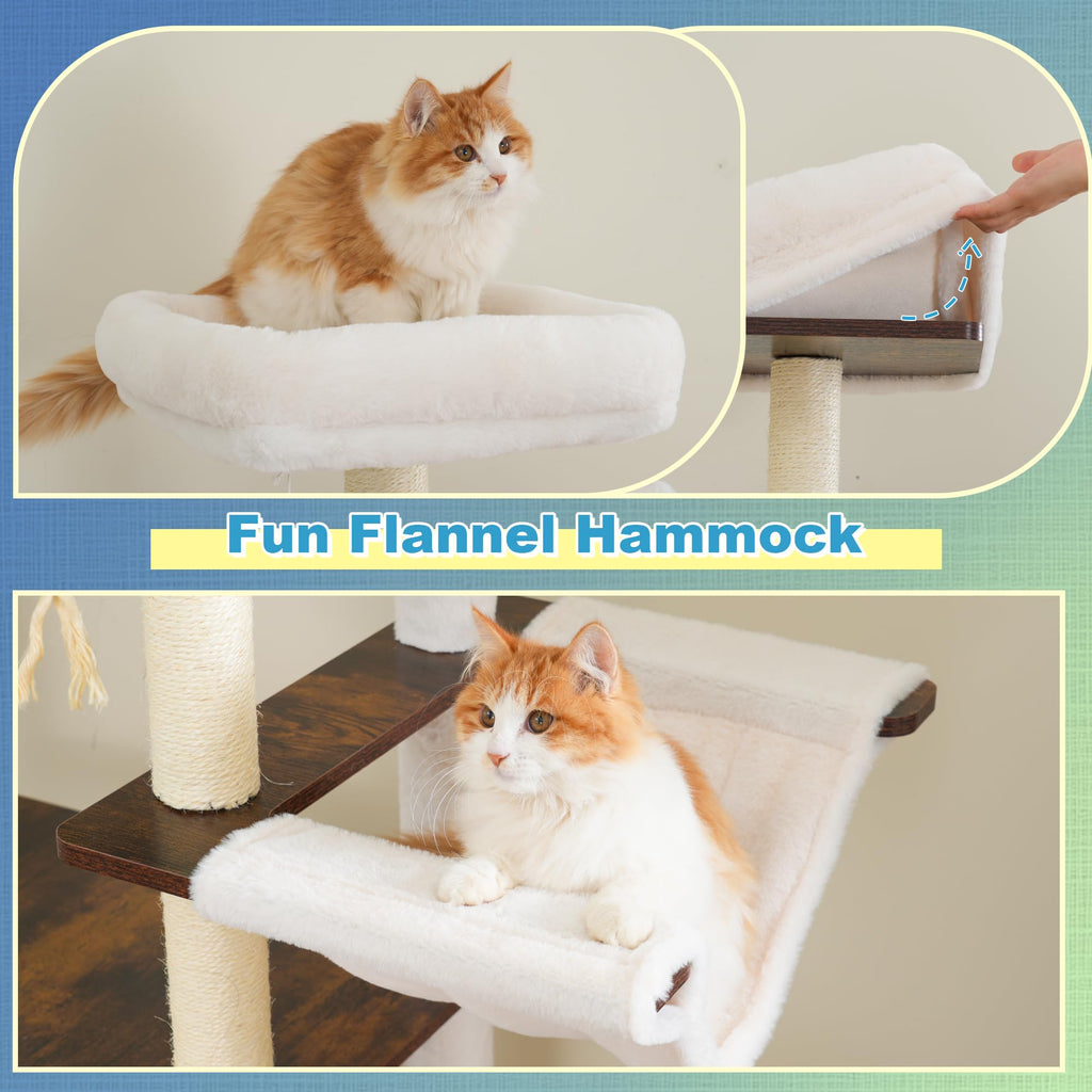 Wooden Cat Tree with Large Platforms V83604