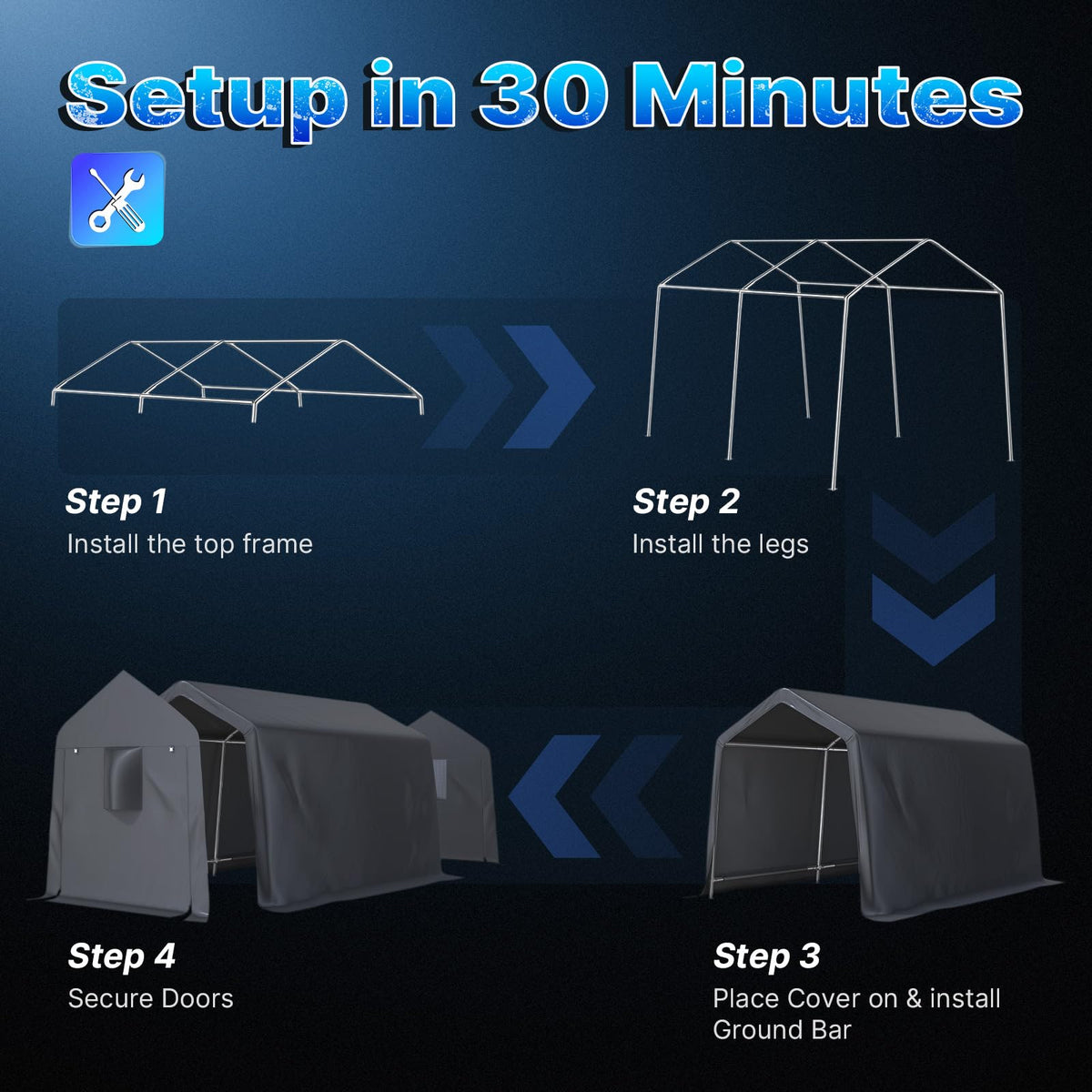8x14 ft Steel Portable Garage Shelter with 2 Roll up Doors U679