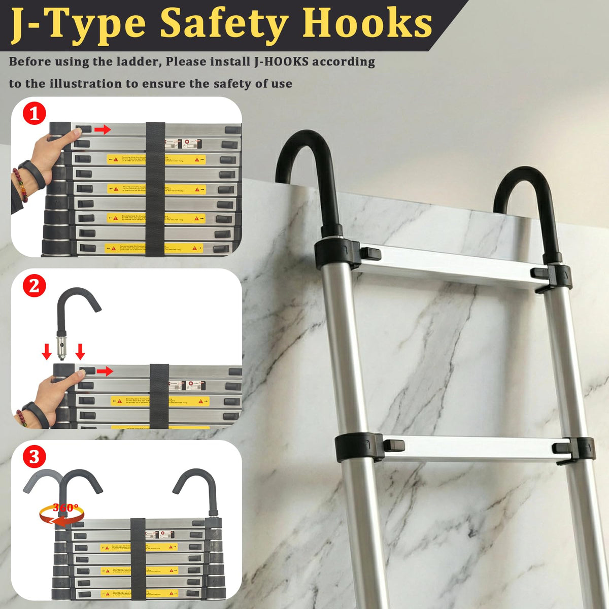 20.3 FT Aluminum Telescopic Ladder 330lbs V202
