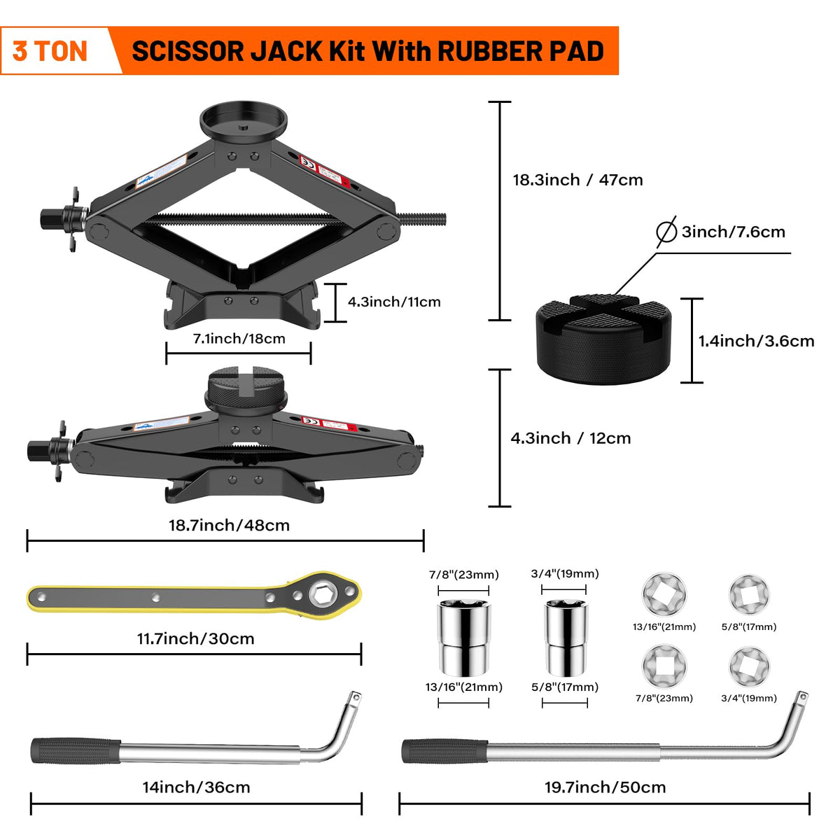 3 Ton Scissor Jack with Lug Wrench Z570795