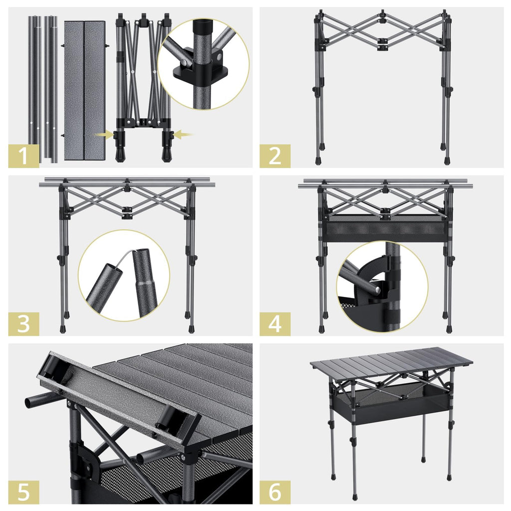 3ft Aluminum Roll Top Folding Camping Table T659