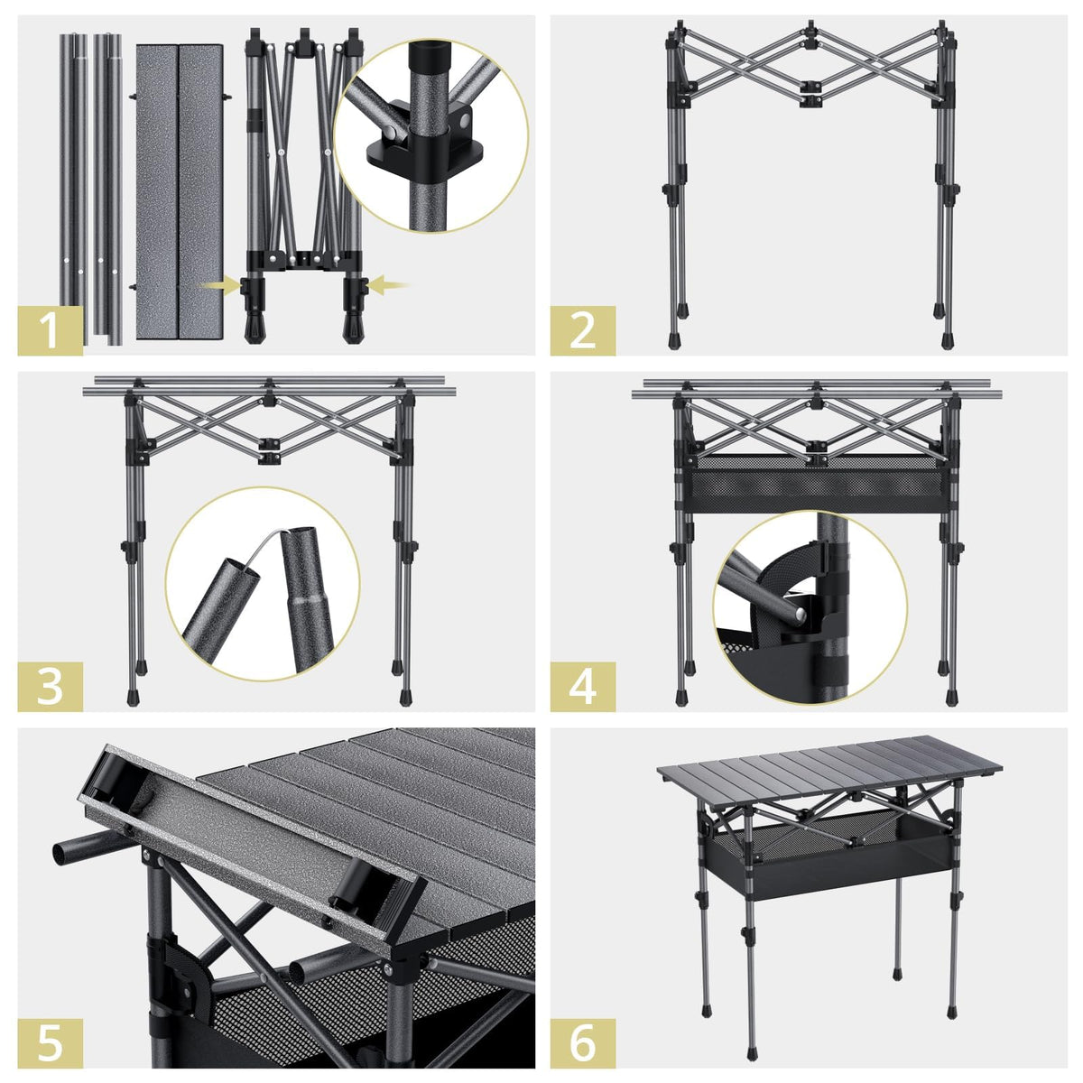 3ft Aluminum Roll Top Folding Camping Table T659