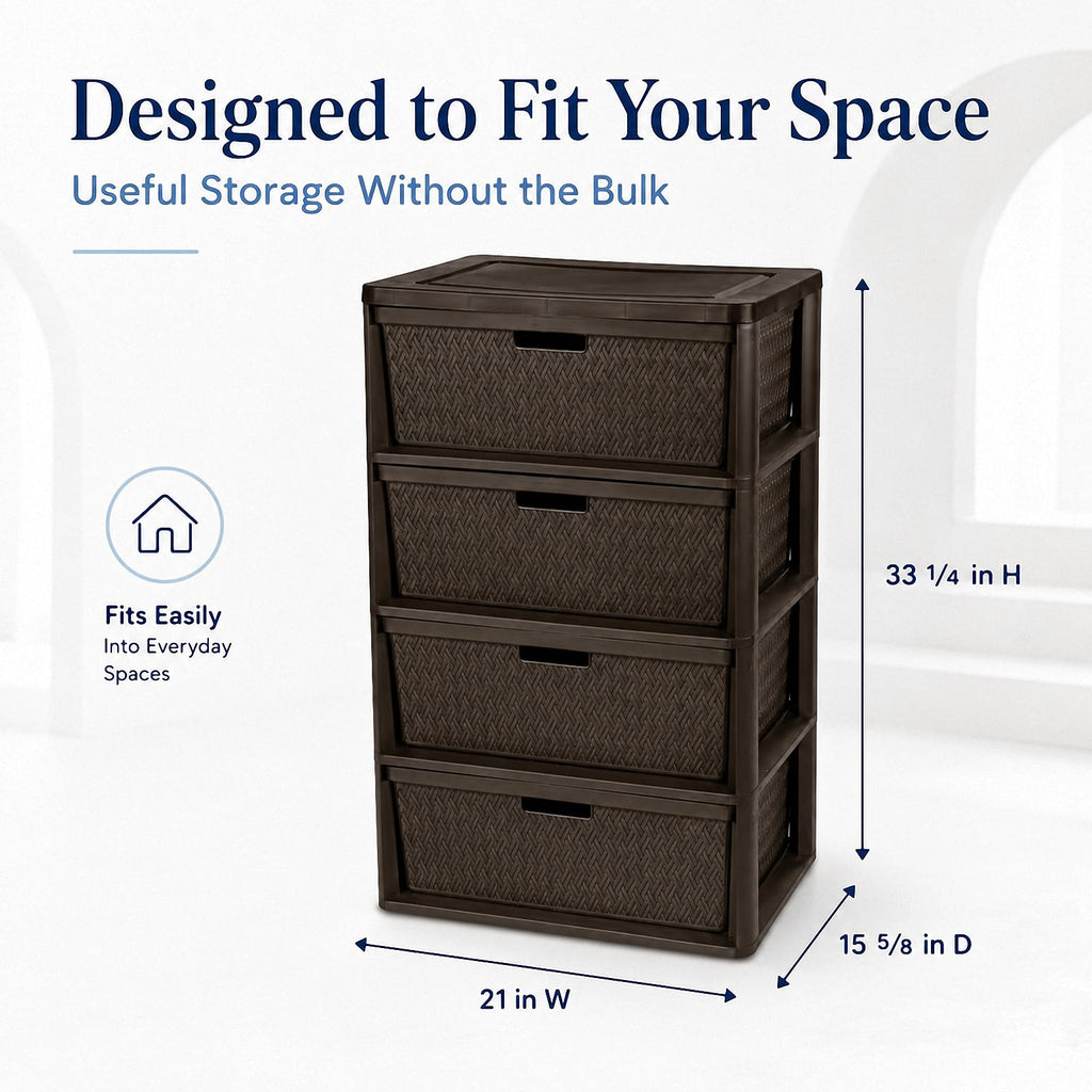 Wide 4-Drawer Storage Organizer Tower with Removable Bins U52853