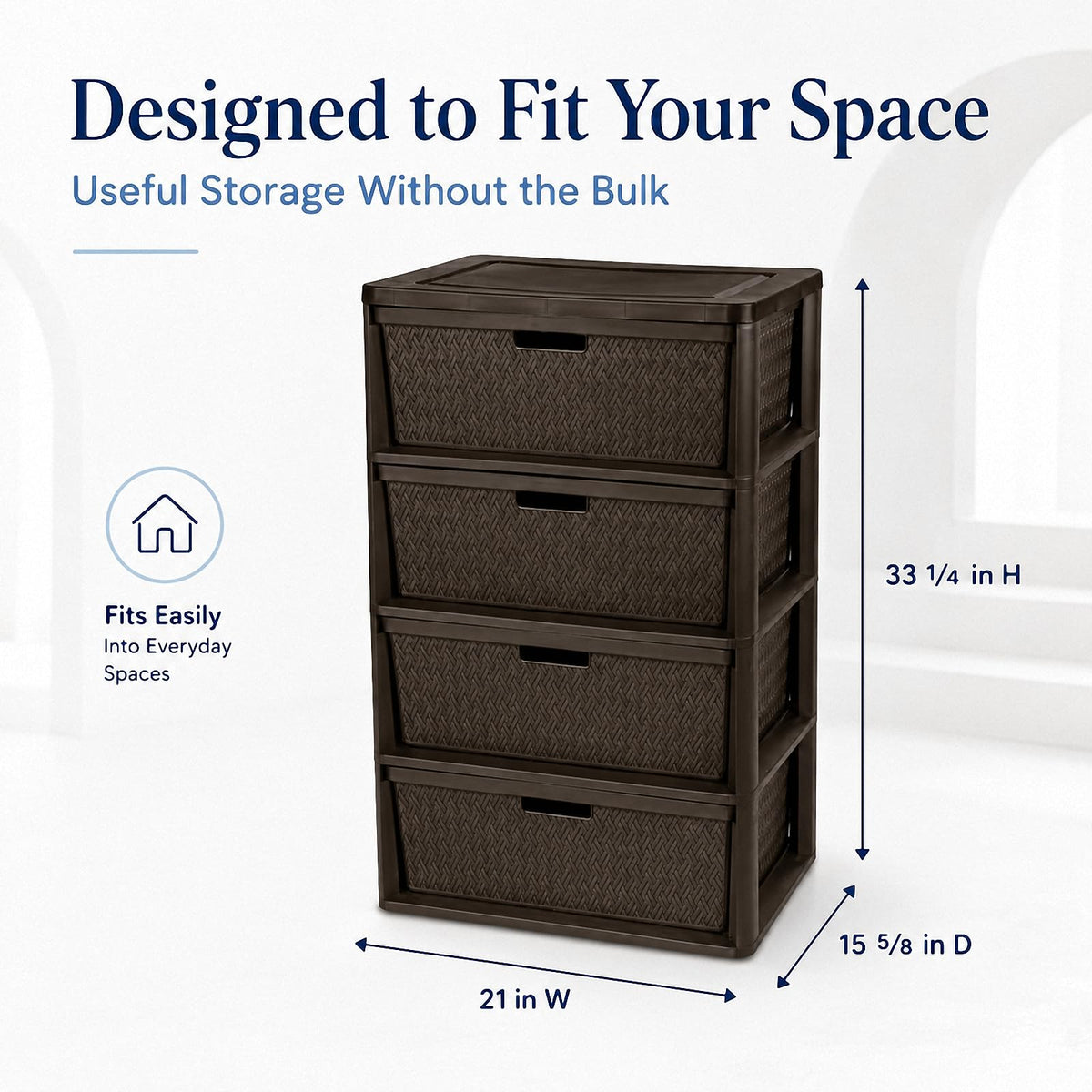 Wide 4-Drawer Storage Organizer Tower with Removable Bins U52853
