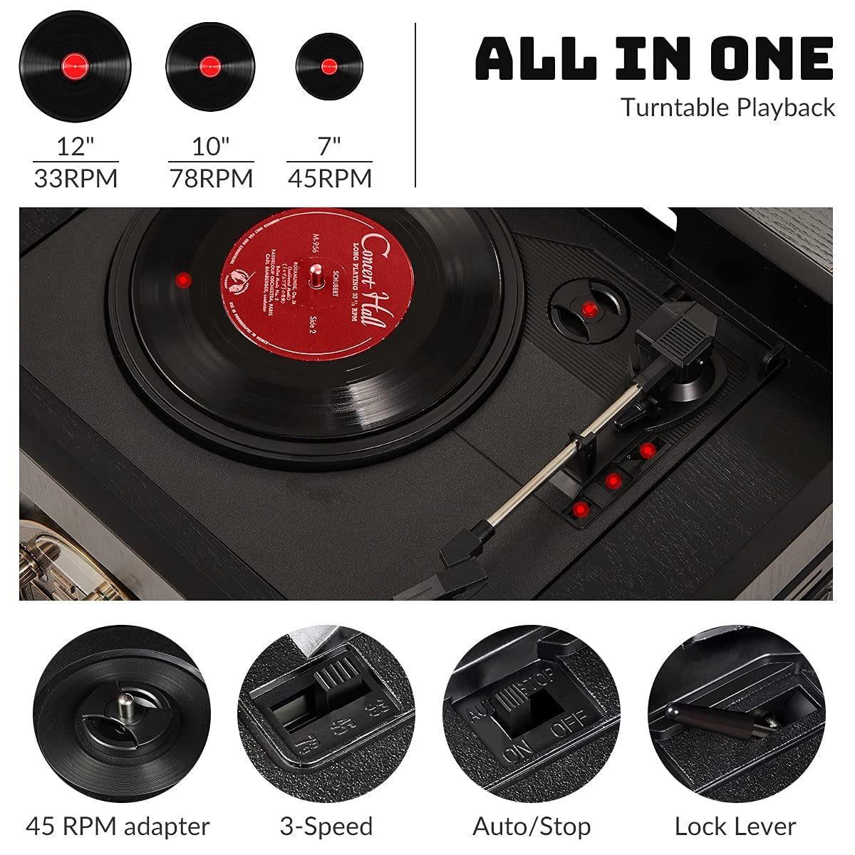 10-in-1 Record Player with Bluetooth J19208
