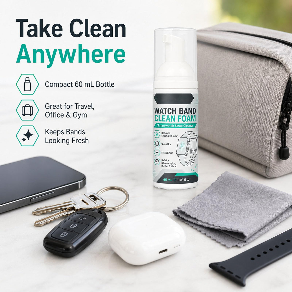 Foam Cleaner Spray for Watch Strap 60ml with Towel V437561