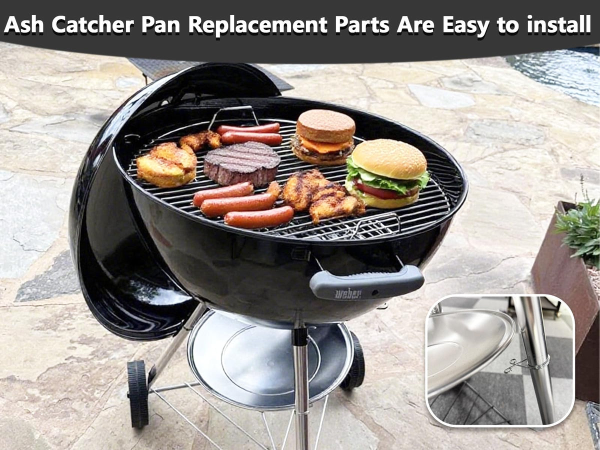 Silver Ash Catcher Pan for 22-inch Kettle Charcoal Grills L5451