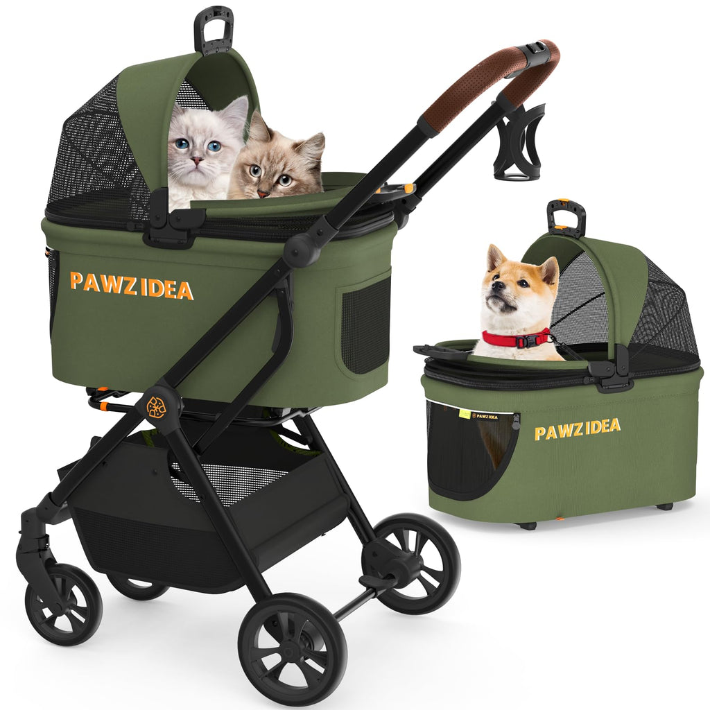 Foldable Pet Stroller with Detachable Carrier G18392