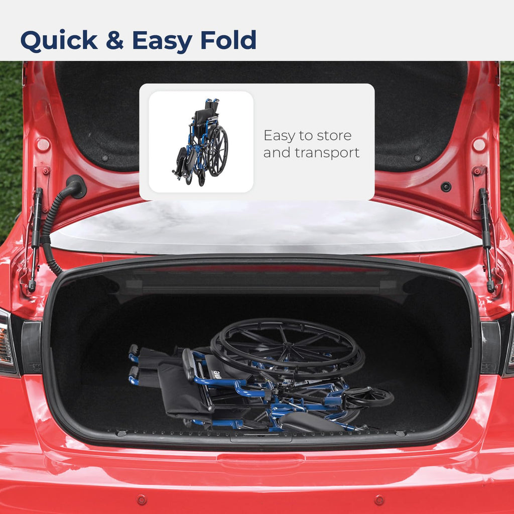 Blue Streak Foldable Wheelchair with Leg Rests Y907209