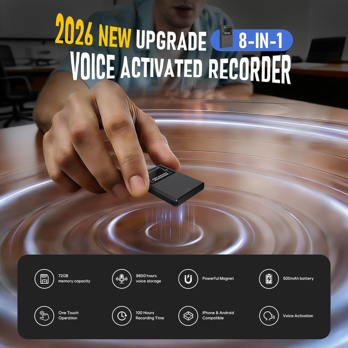 Magnetic Voice Activated Digital Voice Recorder V504