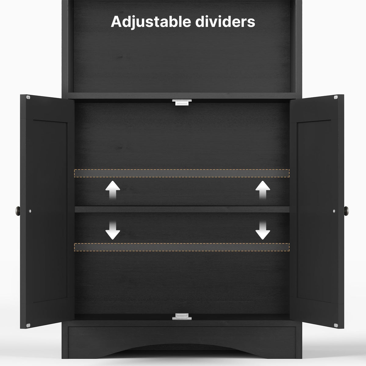 71''H 6-Shelf Black Bookcase with Doors W67237
