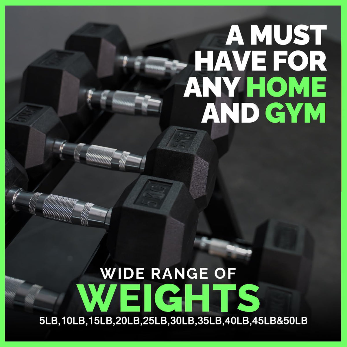 Rubber Hex Dumbbells with Rack O706386