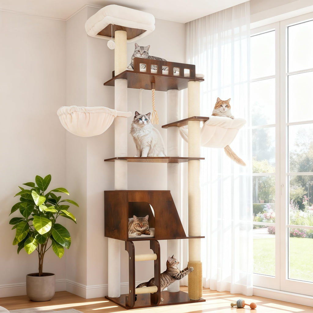 Wooden Cat Tree with Large Platforms V83604