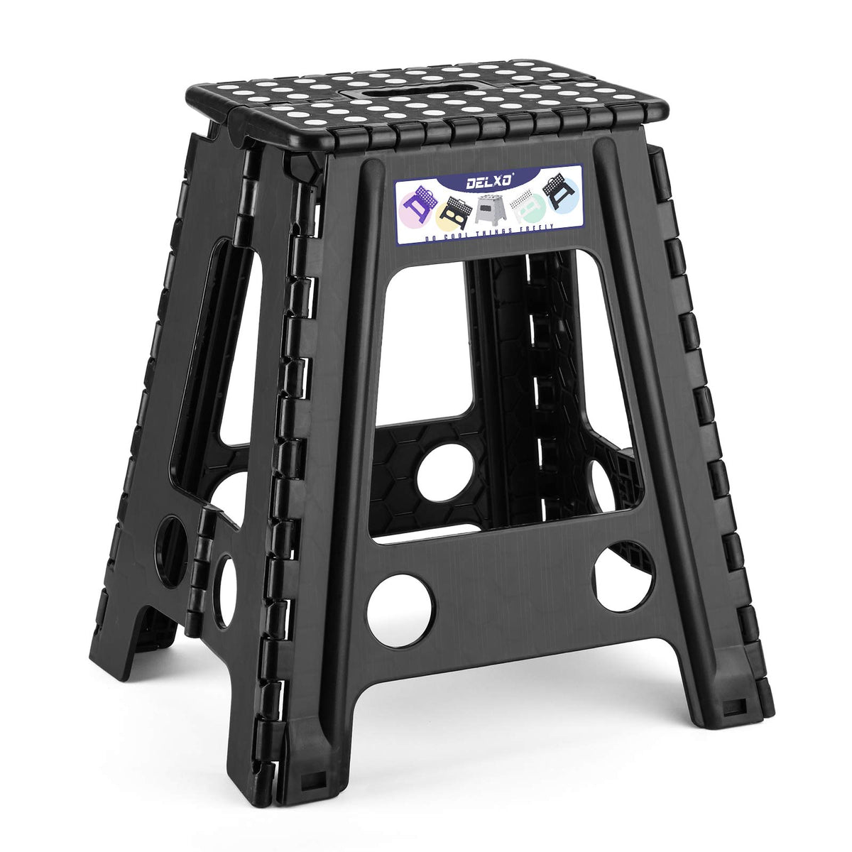 Black 1 Pack Folding Plastic Step Stool K4407