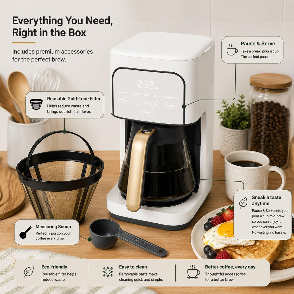 12-Cup Programmable Coffee Maker with Glass Carafe F850