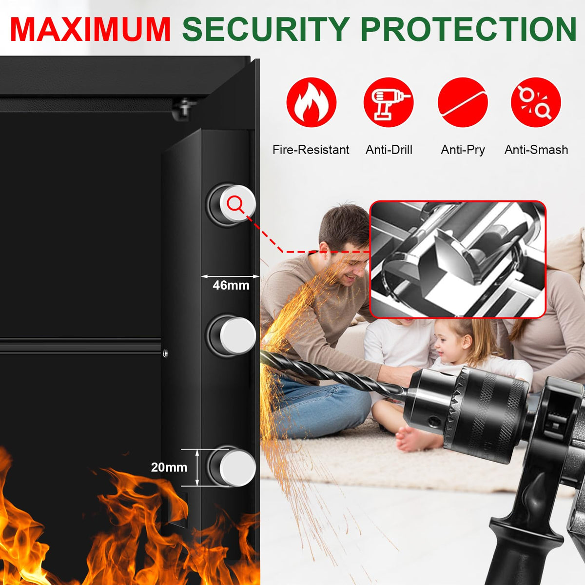 3.3 Cuft Water and Fireproof Safe with Digital Keypad & Key Lock R762669