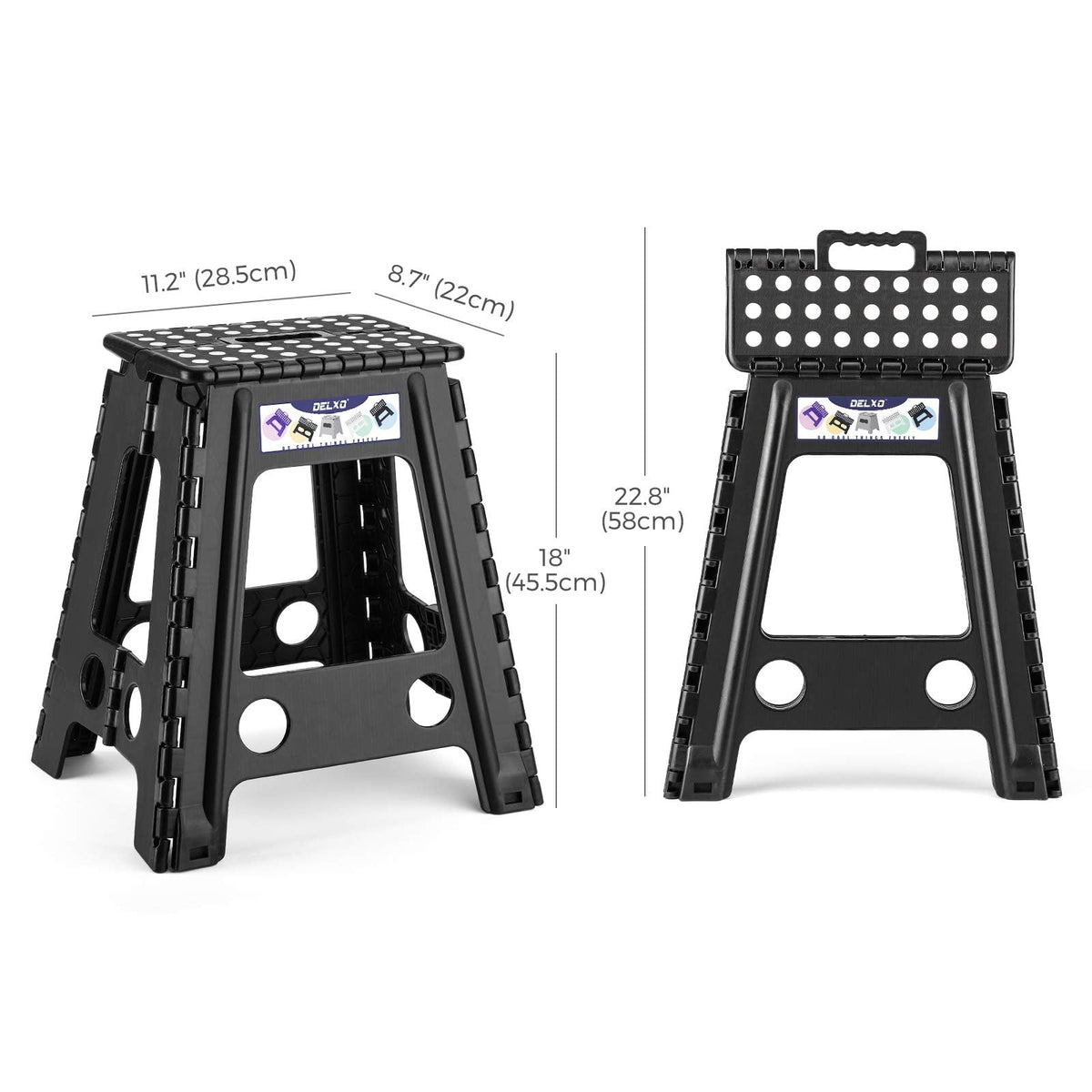 Black 1 Pack Folding Plastic Step Stool K4407
