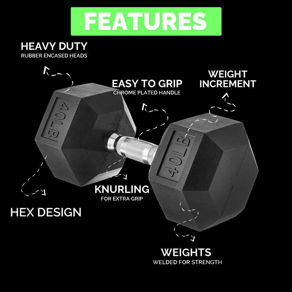 Rubber Hex Dumbbells with Rack O706386