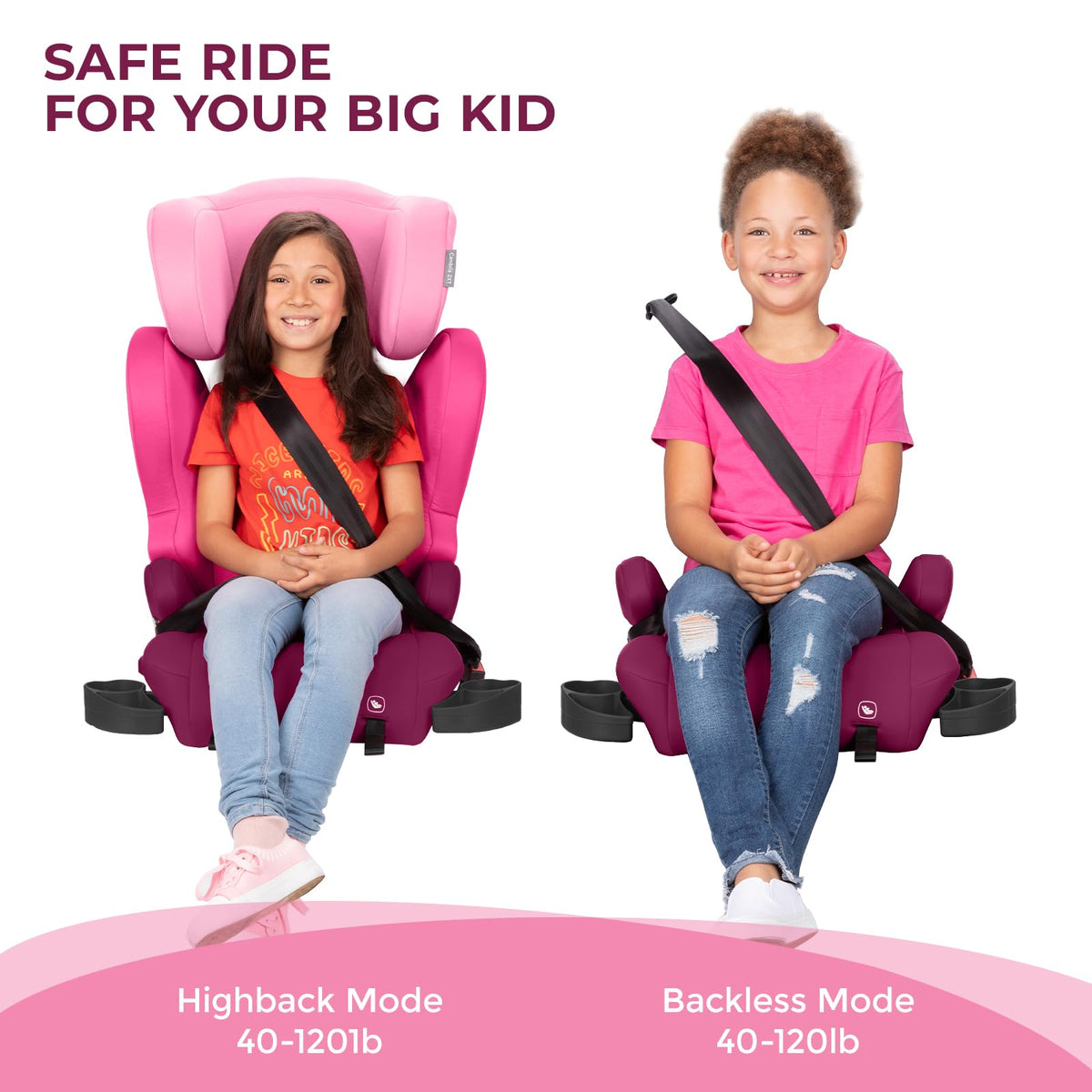 2-in-1 Belt Positioning Booster Seat, Pink C337