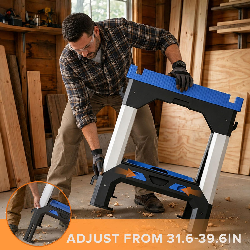 Folding Heavy Duty Sawhorses 2 Pack, 2500 LBS Load Capacity O735