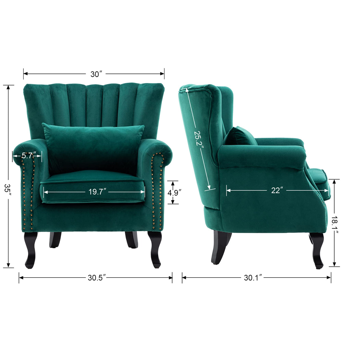Velvet Green Accent Chairs Set of 2 M276815