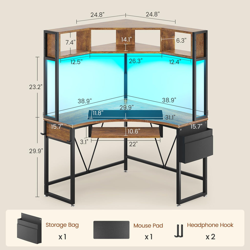 39" Corner Desk with Hutch J434