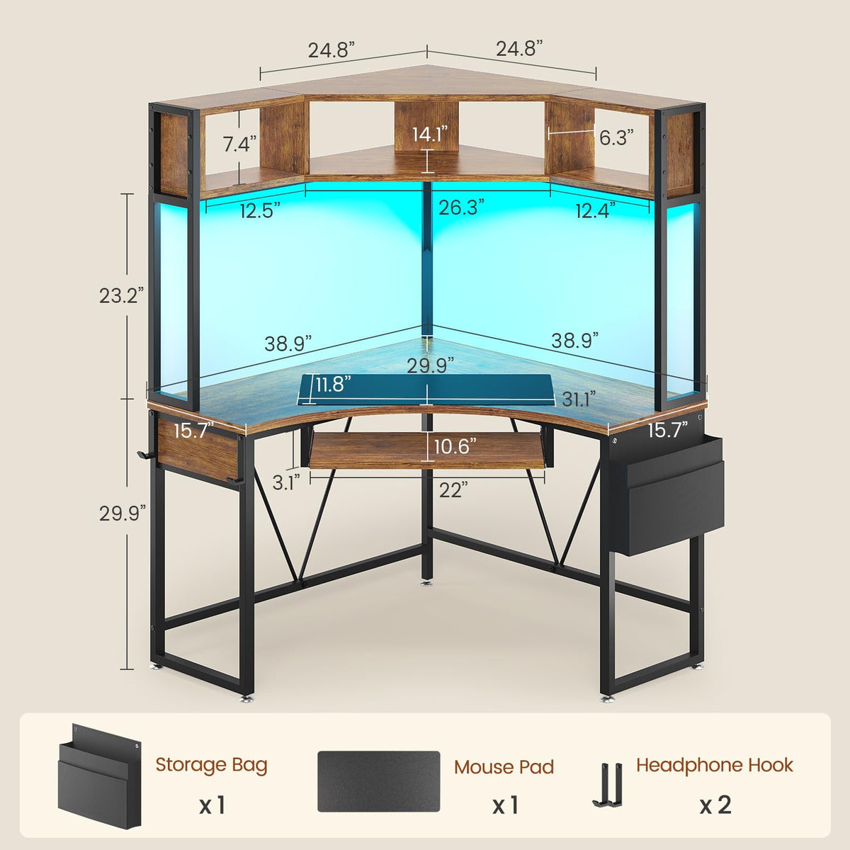 39" Corner Desk with Hutch J434