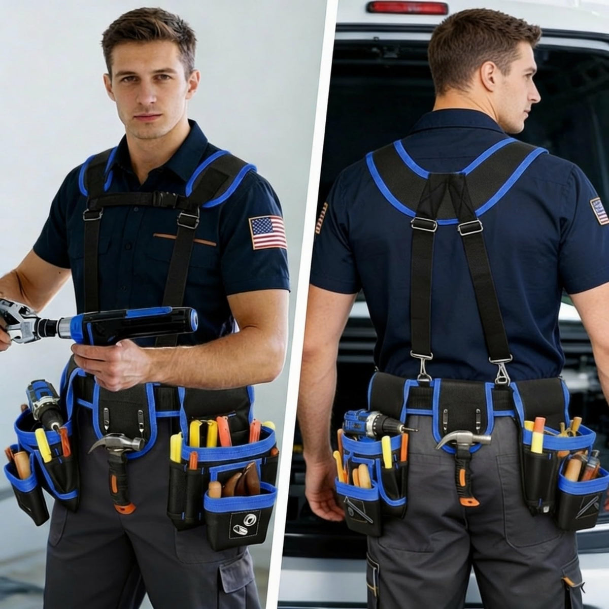 Heavy Duty Magnetic Tool Belt with Suspenders F79148