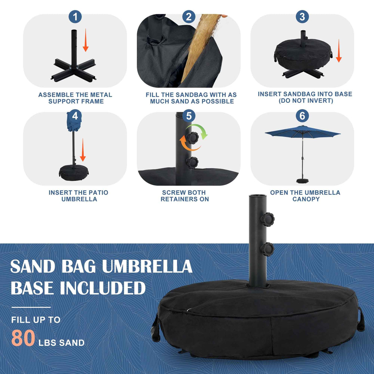 9 FT Patio Umbrella with Base E443