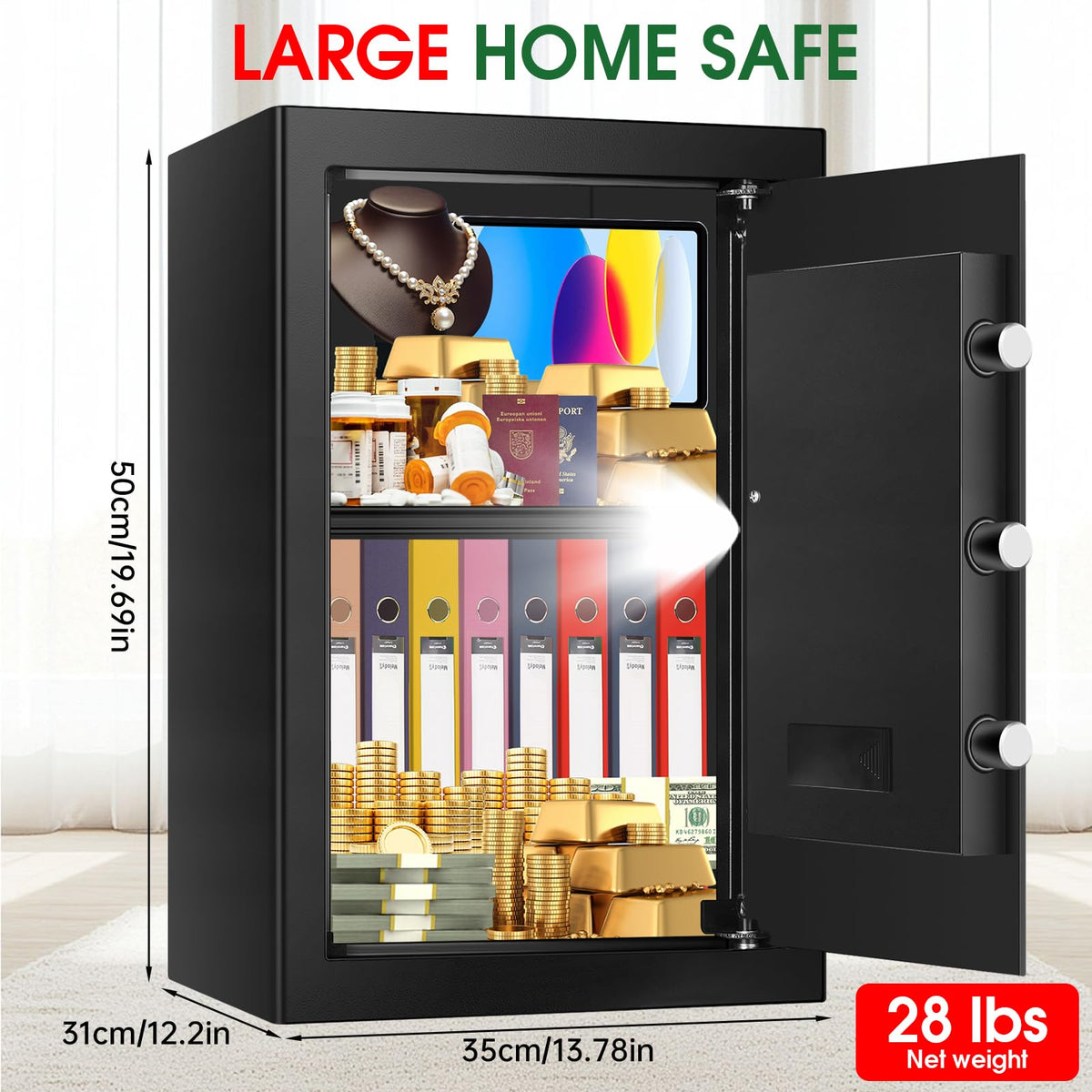 3.3 Cuft Water and Fireproof Safe with Digital Keypad & Key Lock R762669