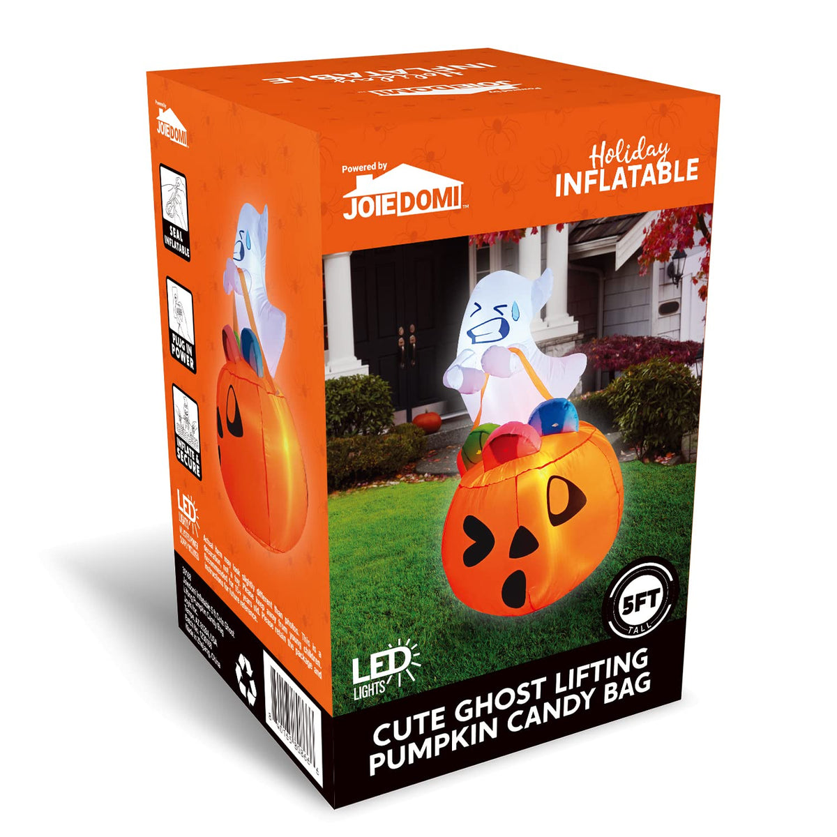 5 FT Halloween Inflatable Ghost with Build-in LEDs J478