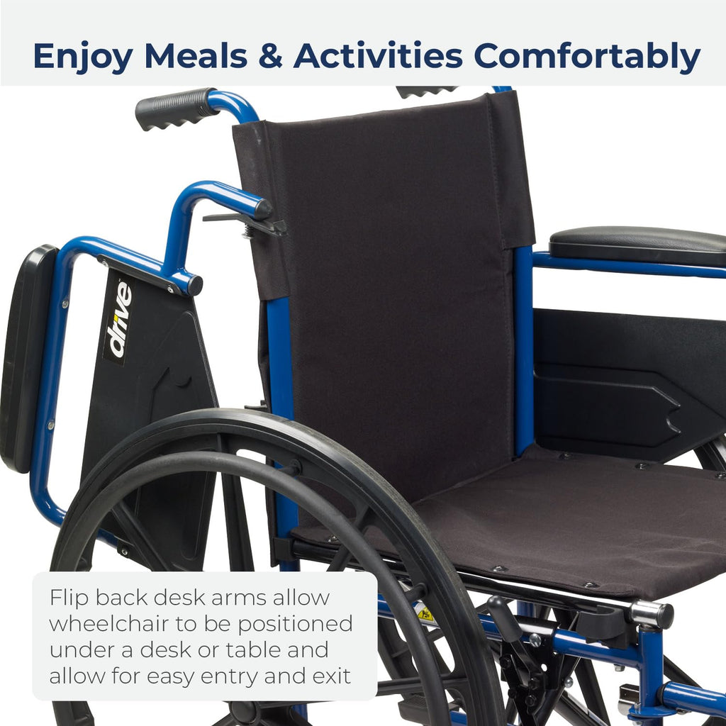 Blue Streak Foldable Wheelchair with Leg Rests Y907209