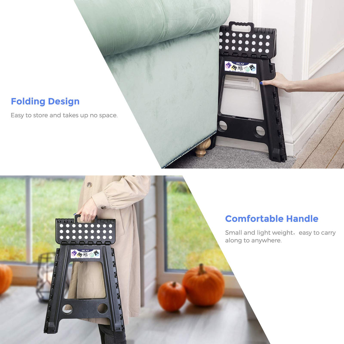 Black 1 Pack Folding Plastic Step Stool K4407