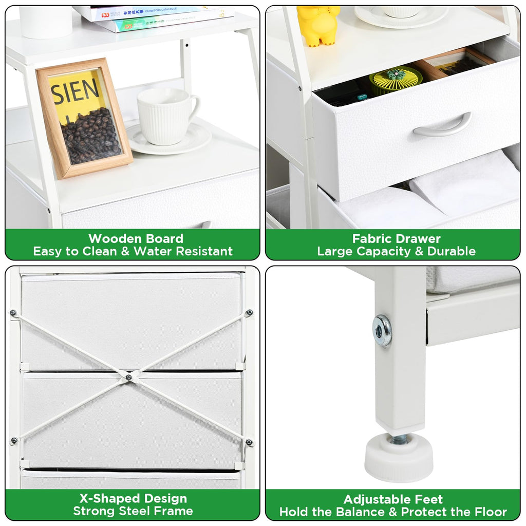 White 5 Drawer Fabric Dresser Y95056
