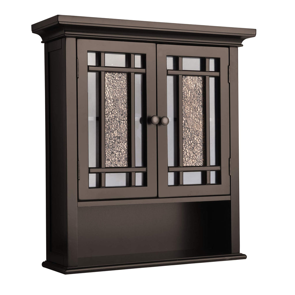 Over The Toilet Wall Medicine Cabinet with 2 Glass Mosaic Doors S9451