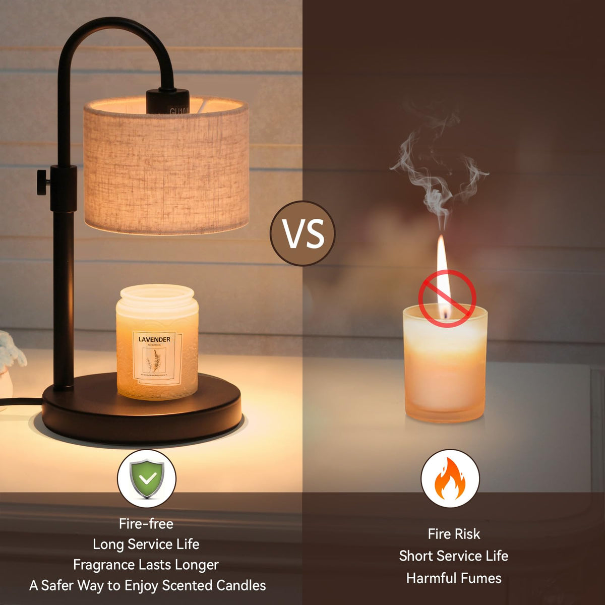 Candle Warmer Lamp with Timer, Adjustable Height L3401