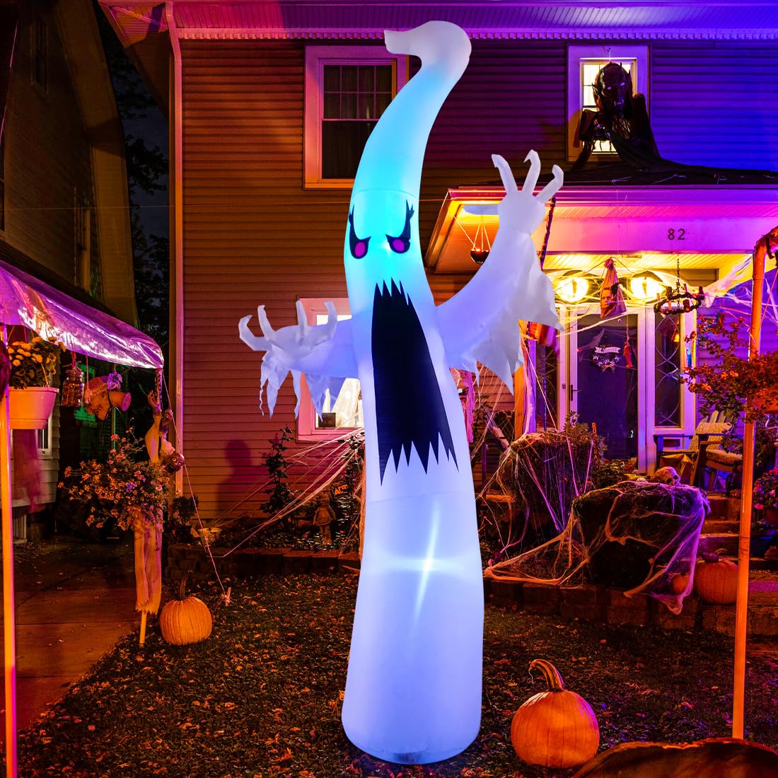 6 FT Halloween Inflatable Ghost with Built-in Colorful LEDs B16259