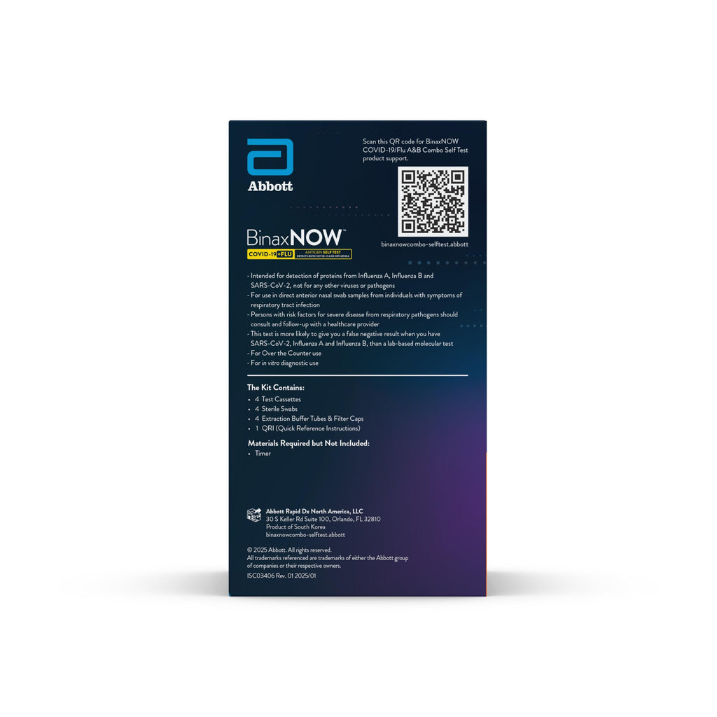 COVID-19/Flu A&B Combo Self Test, 4 Tests S406