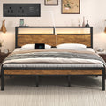 King Size Bed Frame with LED Light and Charging Station U425