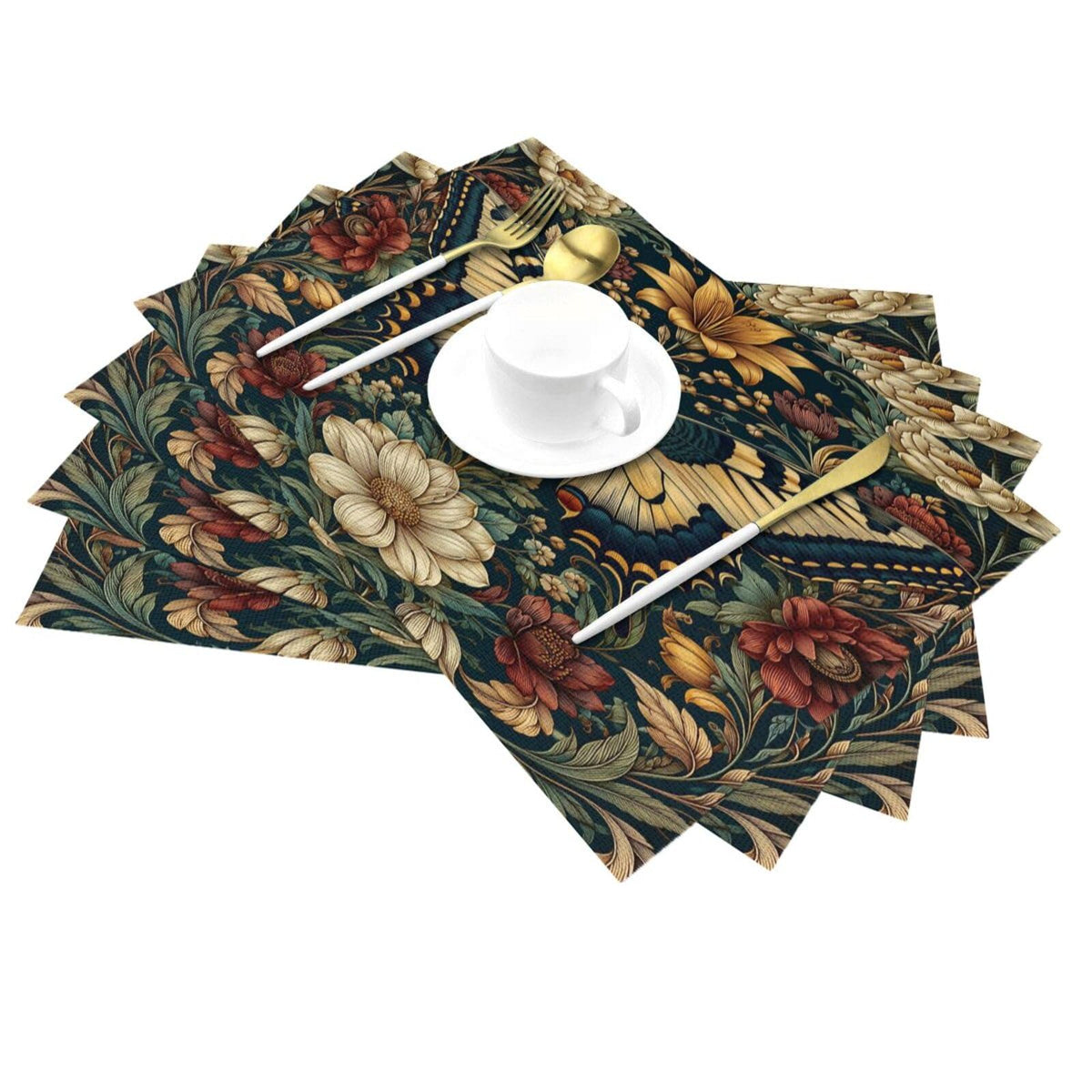 Vintage Butterfly Floral Woven Placemat 12X18 in T95223