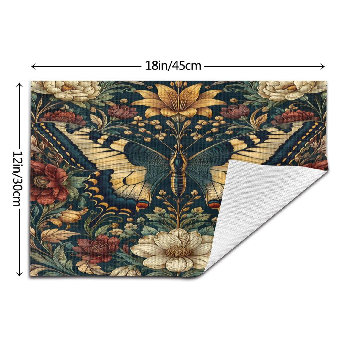 Vintage Butterfly Floral Woven Placemat 12X18 in T95223