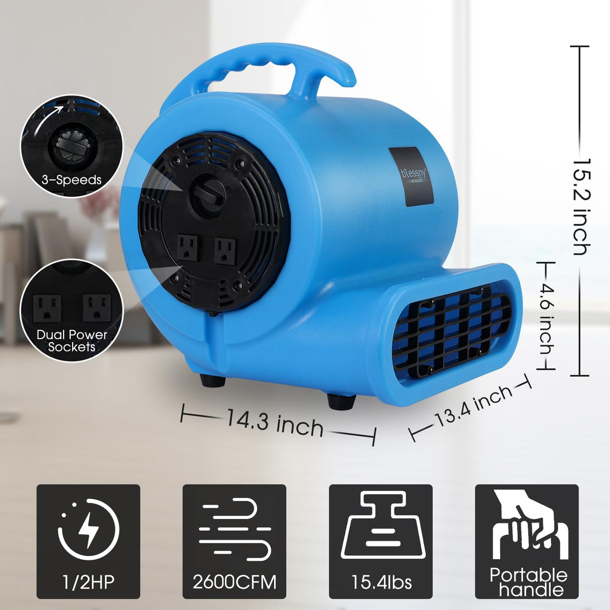 1/2 HP Carpet Dryer Air Blower Fan A8902