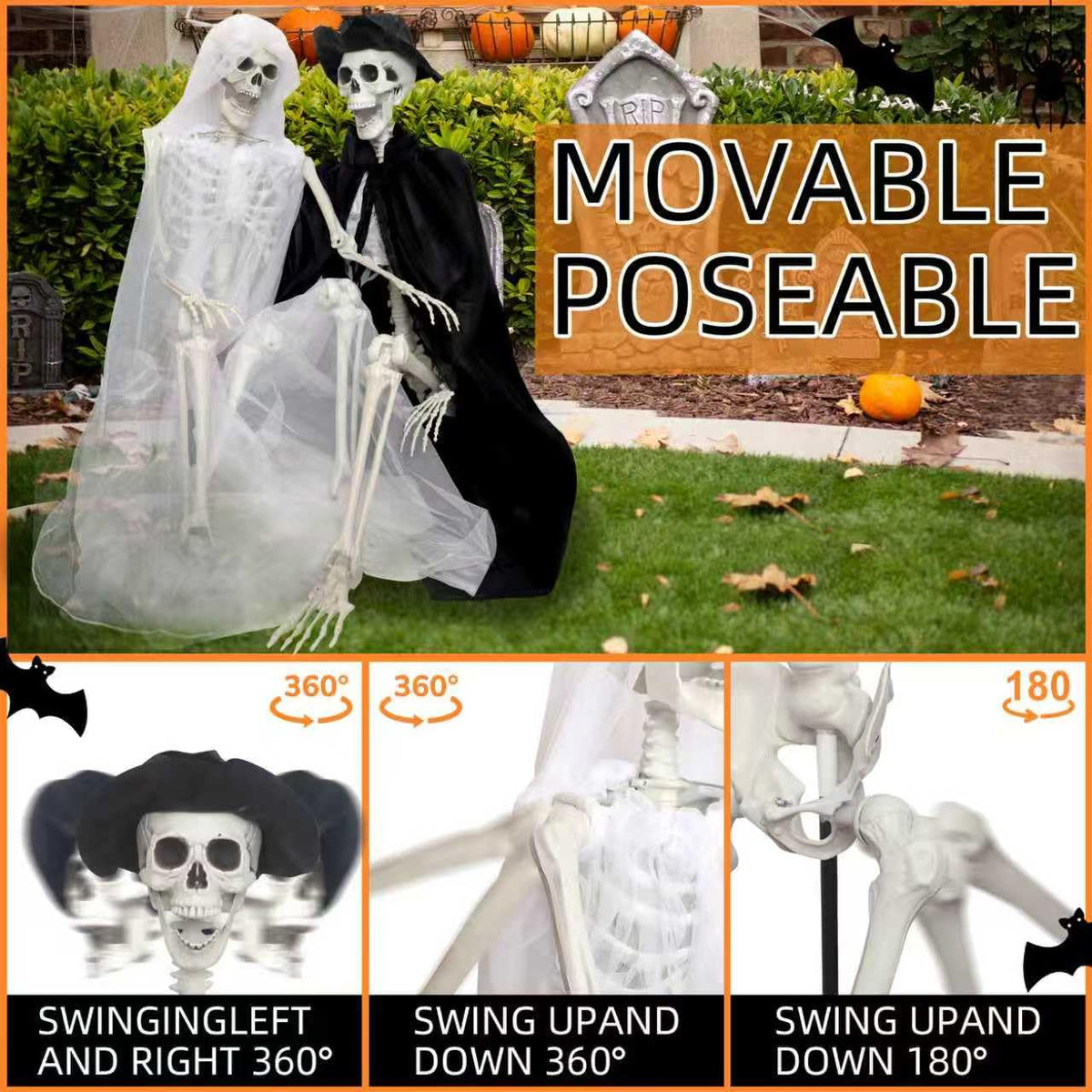 5.4Ft Life Size Skeletons with Stand E681403