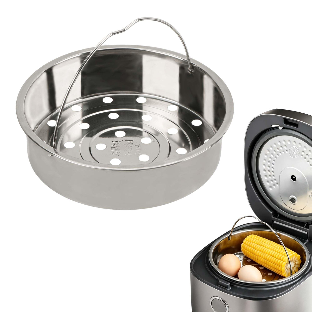 304 Stainless Steel Steamer Basket with Handle X2296