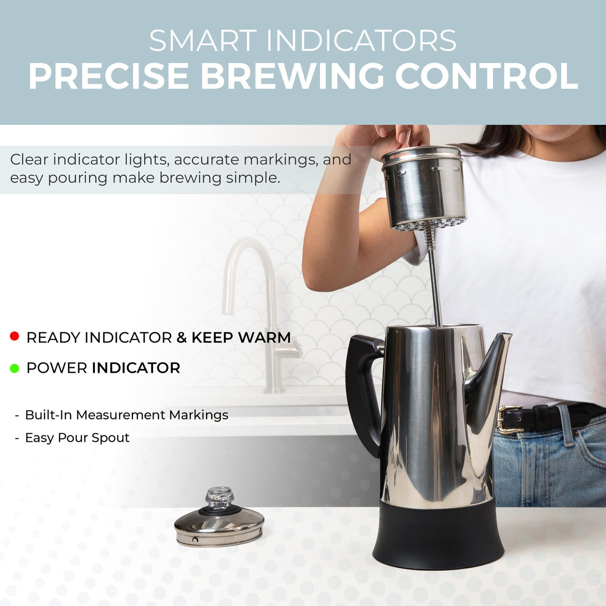 Electric 12 Cup Stainless Steel Coffee Percolator O6344