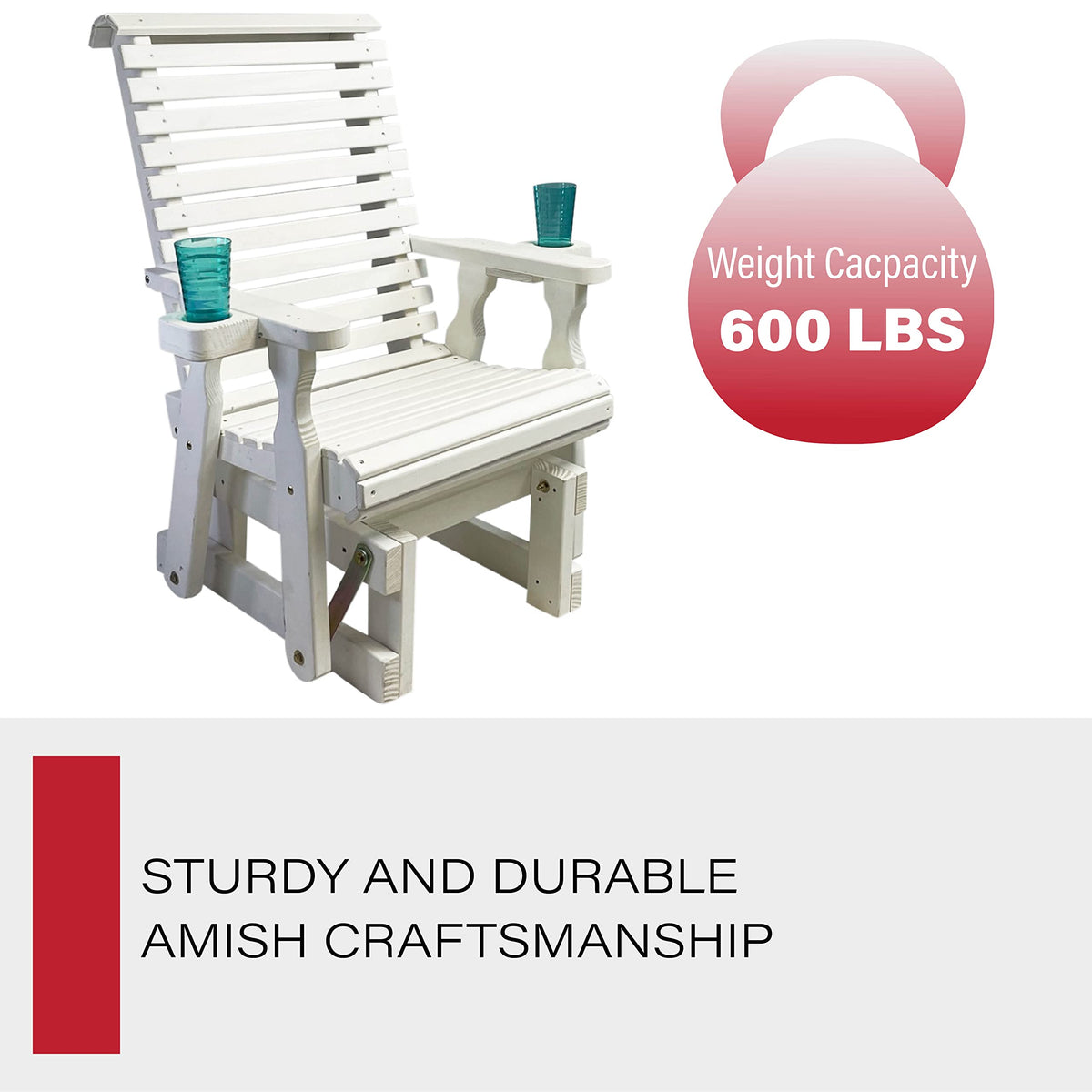 Heavy Duty 600 Lb High Back Glider Chair with Cupholders C8796