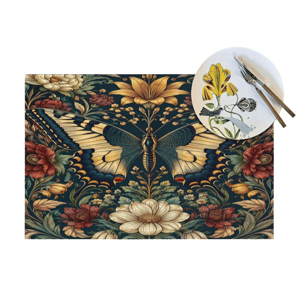 Vintage Butterfly Floral Woven Placemat 12X18 in T95223
