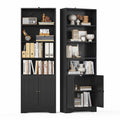 71''H 6-Shelf Black Bookcase with Doors W67237
