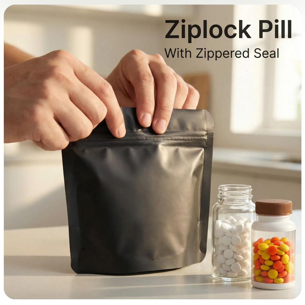 200pcs Zippered Waterproof Pet Pill Pouches O4400